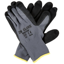 Gants enduits noirs de nitrile de Sandy de revêtement de polyester de 13 mesures avec la paume plongée